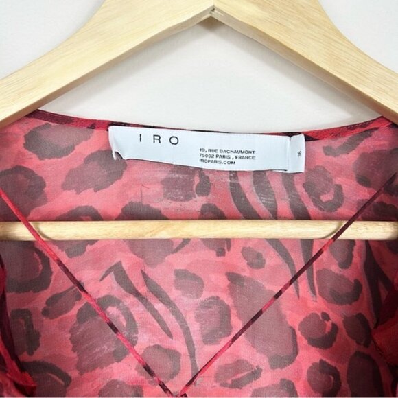 IRO Realize Red Leopard Ruffle Blouse 36 - Picture 8 of 8